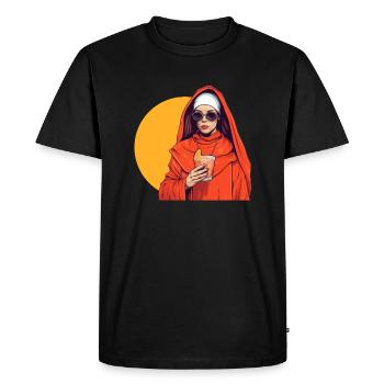 Nun with Aperoli Spritz /aperitif & sunglasses - Men's Premium Organic T-Shirt - black - Front - Nico (187cm)