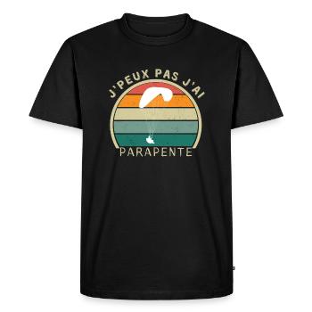 Parapente - J'peux pas, j'ai Parapente . - T-shirt Premium bio Homme - noir - Devant - Nico (187cm)