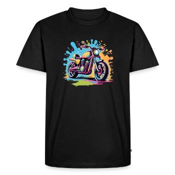moto vintage style retro - graffiti - T-shirt Premium bio Homme - noir - Devant - Nico (187cm)