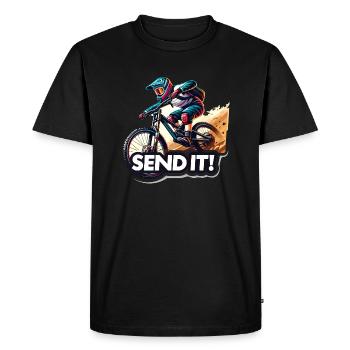 Epic Send It MTB - Men's Premium Organic T-Shirt - black - Front - Nico (187cm)
