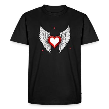 coeur rouge avec des ailes - T-shirt Premium bio Homme - noir - Devant - Nico (187cm)
