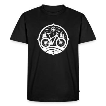 Mountain biking under the stars | MTB Logo Design - Men's Premium Organic T-Shirt - black - Front - Nico (187cm)