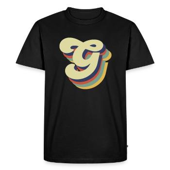 Lettre g rétro - T-shirt Premium bio Homme - noir - Devant - Nico (187cm)