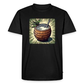 Cocktail / Bar / Mixage / Boisson / Exotique / Club - T-shirt Premium bio Homme - noir - Devant - Nico (187cm)