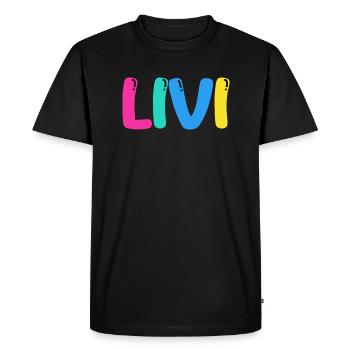 Nom - Livi - T-shirt Premium bio Homme - noir - Devant - Nico (187cm)