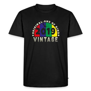 Vintage 2019 Retro - Bursdag - Men's Premium Organic T-Shirt - black - Front - Nico (187cm)