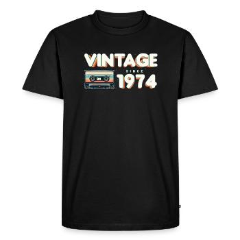 Musique Classique & Nostalgique Anniversaire - Vintage - T-shirt Premium bio Homme - noir - Devant - Nico (187cm)
