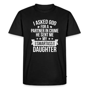 Smartass fille - mère jour de père de jour - T-shirt Premium bio Homme - noir - Devant - Nico (187cm)