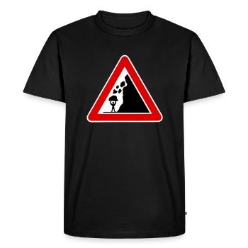 chutes de pierres, panneau de signalisation drôle musculation - T-shirt Premium bio Homme - noir - Devant - Nico (187cm)