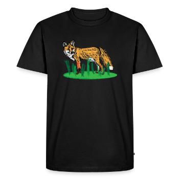 Renard rouge / Red Fox Design I - T-shirt Premium bio Homme - noir - Devant - Nico (187cm)