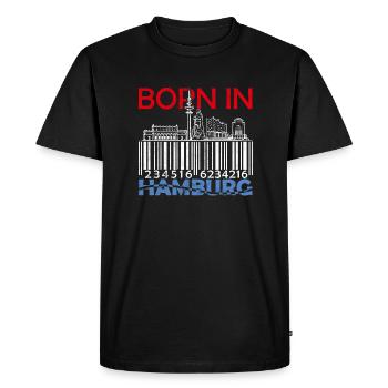 Né à Hambourg Ville hanséatique de Hambourg - T-shirt Premium bio Homme - noir - Devant - Nico (187cm)
