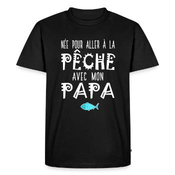 née pour aller à la pêche avec papa père et fille - T-shirt Premium bio Homme - noir - Devant - Nico (187cm)