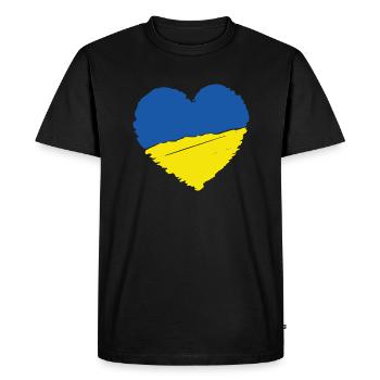 Ukraine Heart - Men's Premium Organic T-Shirt - black - Front - Nico (187cm)