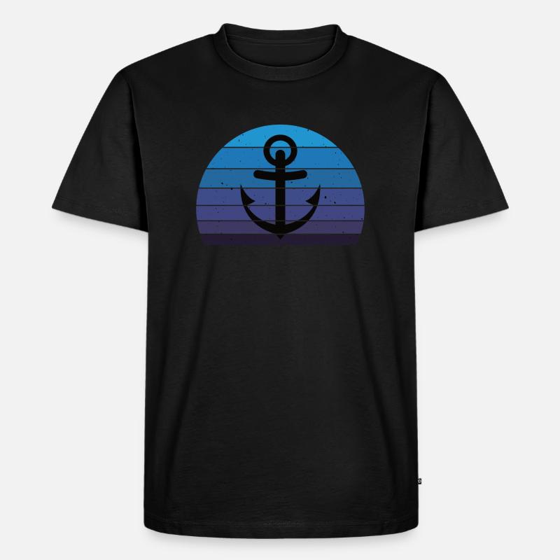 Retro Anker - Männer Premium Bio T-Shirt - Schwarz