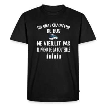 Un vrai chauffeur de bus ne vieillit pas t-shirt - T-shirt Premium bio Homme - noir - Devant - Nico (187cm)