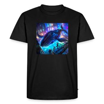 Baleine flottant dans la ville - T-shirt Premium bio Homme - noir - Devant - Nico (187cm)