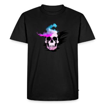 Fire Skull Smoke Pink Skeleton Flames 1 - Men's Premium Organic T-Shirt - black - Front - Nico (187cm)