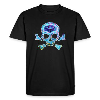 Crâne et os croisés - Design B - T-shirt Premium bio Homme - noir - Devant - Nico (187cm)
