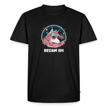 The unicorn dream on - Men's Premium Organic T-Shirt - black - Front - Nico (187cm)