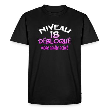 ANNIVERSAIRE 18 ANS CITATION DRÖLE BLAGUE HUMOURS - T-shirt Premium bio Homme - noir - Devant - Nico (187cm)