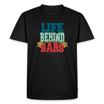 Life Behind Bars Workout Training Weight Lifting - Men's Premium Organic T-Shirt - black - Front - Nico (187cm)