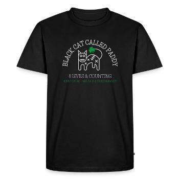 Irish Theme - Paddy the Cat -Me Da's a Taxidermist - Men's Premium Organic T-Shirt - black - Front - Nico (187cm)