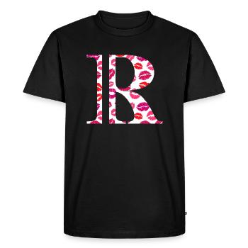 Lettre r bisous - T-shirt Premium bio Homme - noir - Devant - Nico (187cm)