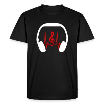 Casque Clé de musique Pouls Battement de cœur - T-shirt Premium bio Homme - noir - Devant - Nico (187cm)