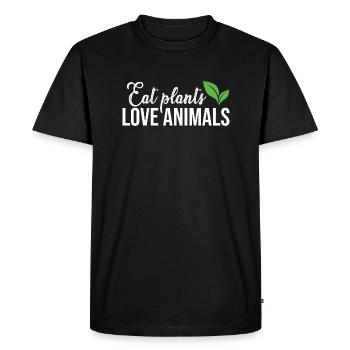 Eat plants Vegan lifestyle - Men's Premium Organic T-Shirt - black - Front - Nico (187cm)