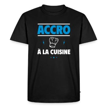 accro à la cuisine,cuisinier,cuisinière - T-shirt Premium bio Homme - noir - Devant - Nico (187cm)
