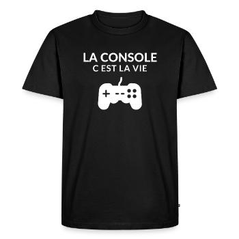 la console c est la vie.Geek,Gamer,Gaming,Humour - T-shirt Premium bio Homme - noir - Devant - Nico (187cm)