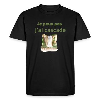 Je peux pas jai cascade - T-shirt Premium bio Homme - noir - Devant - Nico (187cm)