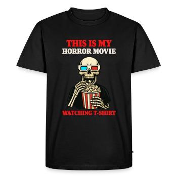 Skull aime les films d’horreur - T-shirt Premium bio Homme - noir - Devant - Nico (187cm)