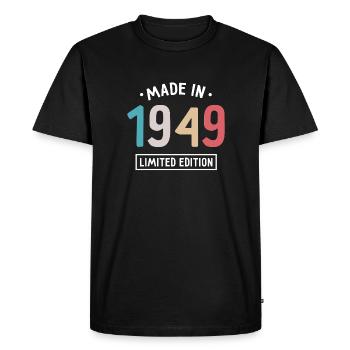 Fabriqué en 1949 - Edition limitée - Année de naissance - T-shirt Premium bio Homme - noir - Devant - Nico (187cm)