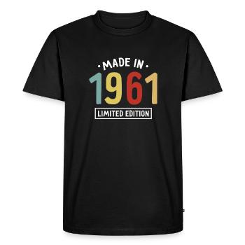 Fabriqué en 1961 - Edition limitée - Année de naissance - T-shirt Premium bio Homme - noir - Devant - Nico (187cm)