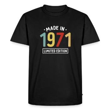 Fabriqué en 1971 - Edition limitée - Année de naissance - T-shirt Premium bio Homme - noir - Devant - Nico (187cm)
