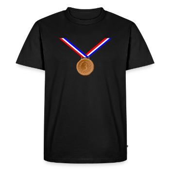 Médaille de bronze 3ème - T-shirt Premium bio Homme - noir - Devant - Nico (187cm)