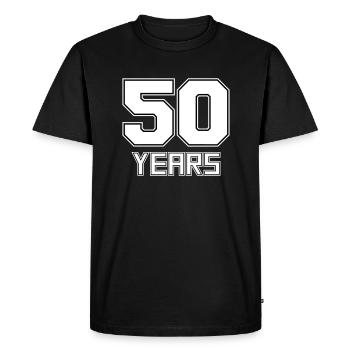 50 years - Men's Premium Organic T-Shirt - black - Front - Nico (187cm)