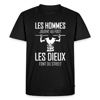 Street Workout / Calisthenics / Musculation Humour - T-shirt Premium bio Homme - noir - Devant - Nico (187cm)