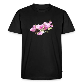 Magnolia Printemps Fleur Été - T-shirt Premium bio Homme - noir - Devant - Nico (187cm)