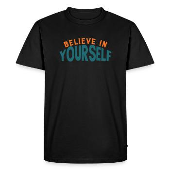 Citation de motivation Croyez en vous - T-shirt Premium bio Homme - noir - Devant - Nico (187cm)