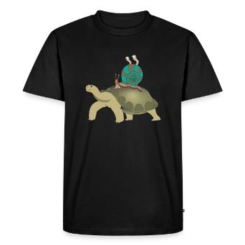 Tortue avec escargot - T-shirt Premium bio Homme - noir - Devant - Nico (187cm)