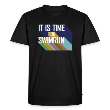 Il est temps pour swimrun rétro - T-shirt Premium bio Homme - noir - Devant - Nico (187cm)