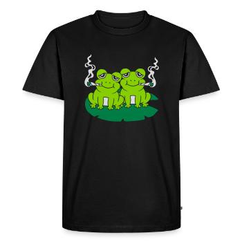 Joint smoke 2 grenouilles - T-shirt Premium bio Homme - noir - Devant - Nico (187cm)