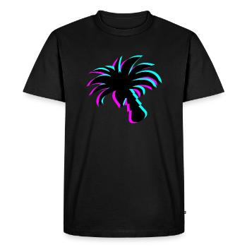 Neon Paradise: Silhouette de palmier UV Glow - T-shirt Premium bio Homme - noir - Devant - Nico (187cm)