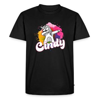 CINDY - Beau nom avec licorne dabbing - T-shirt Premium bio Homme - noir - Devant - Nico (187cm)
