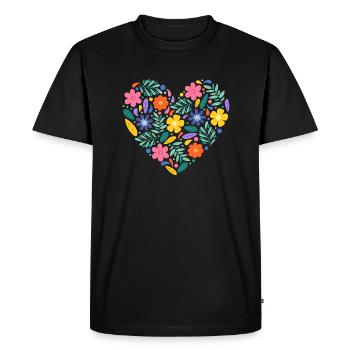 Cœur de fleurs - T-shirt Premium bio Homme - noir - Devant - Nico (187cm)