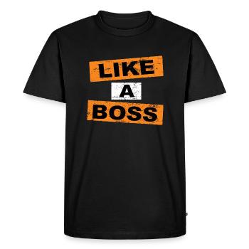 Comme un patron qui dit lettrage - T-shirt Premium bio Homme - noir - Devant - Nico (187cm)