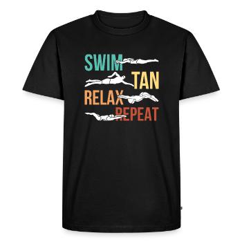 Swim tan relax repeat - Men's Premium Organic T-Shirt - black - Front - Nico (187cm)