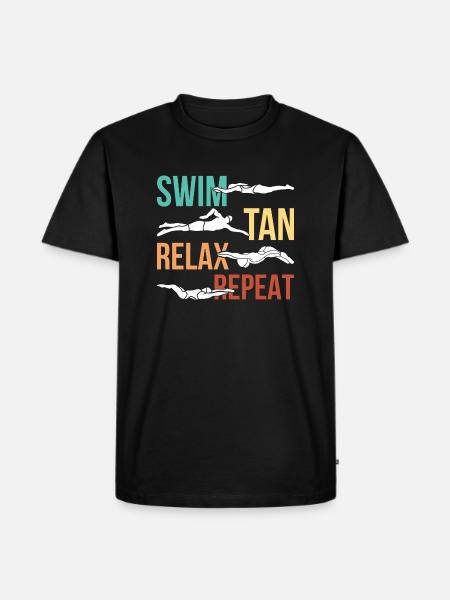 Swim tan relax repeat - Men's Premium Organic T-Shirt - black